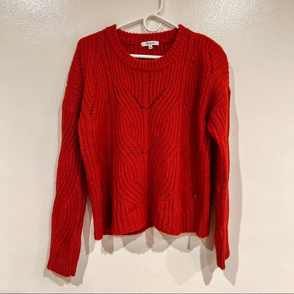 EUC Madewell red pointelle sweater